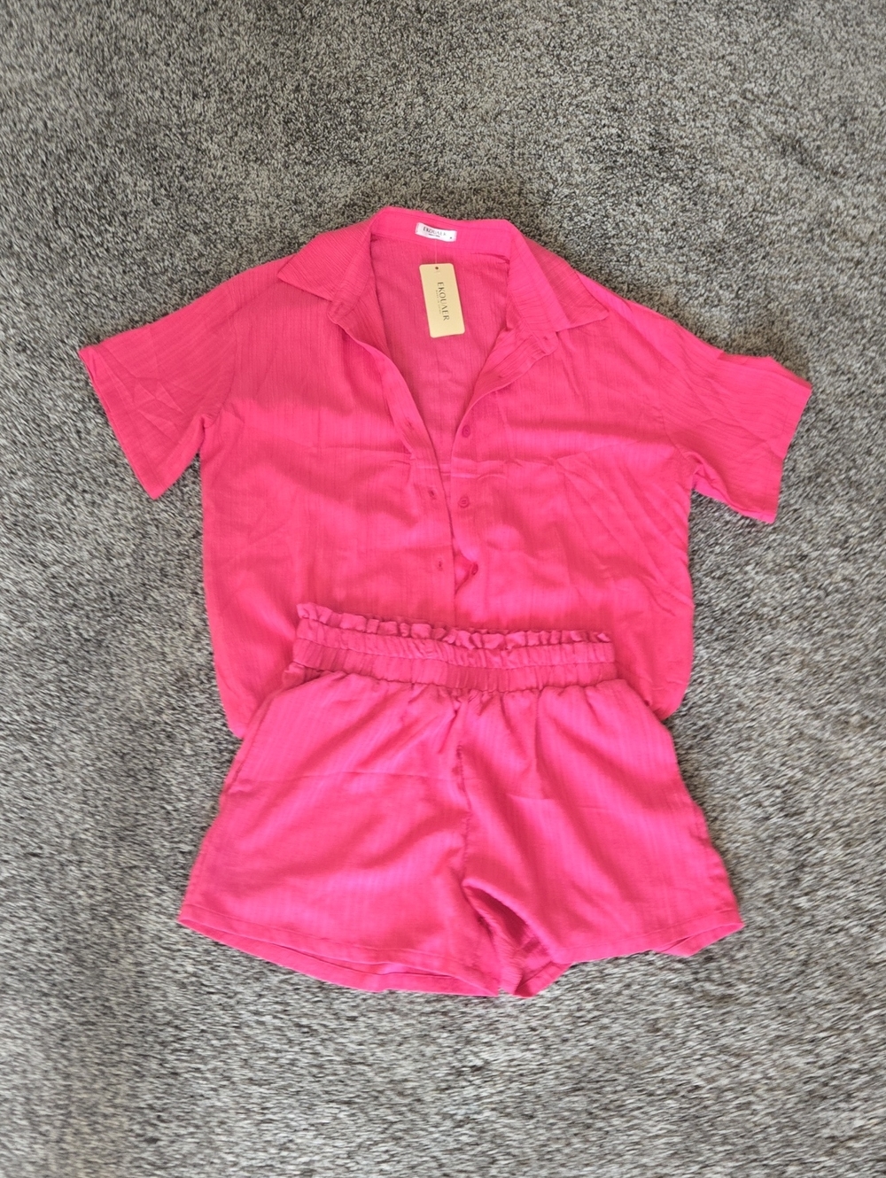 Bright Pink Two-Piece Lounge Set by Unknown Brand